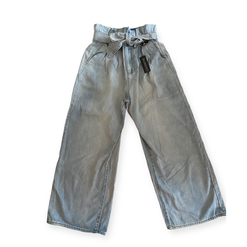 Blank NYC Women's High Rise Paperbag Wide Leg Jeans Cottagecore Denim Tie Waist‎ - Picture 3 of 8